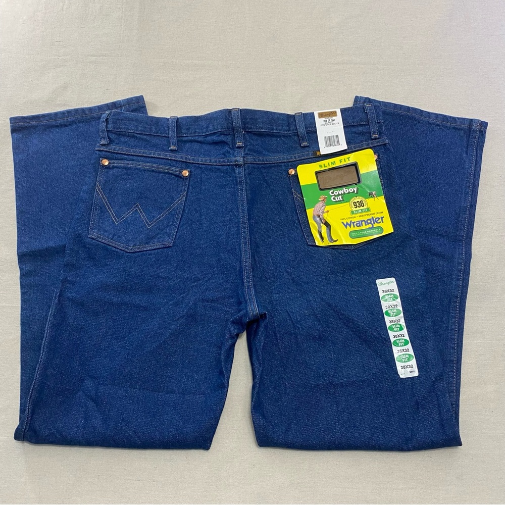 NWT Wrangler Mens Jeans Cowboy Cut Slim Fit 36x32 936PWD Blue Denim Western 936